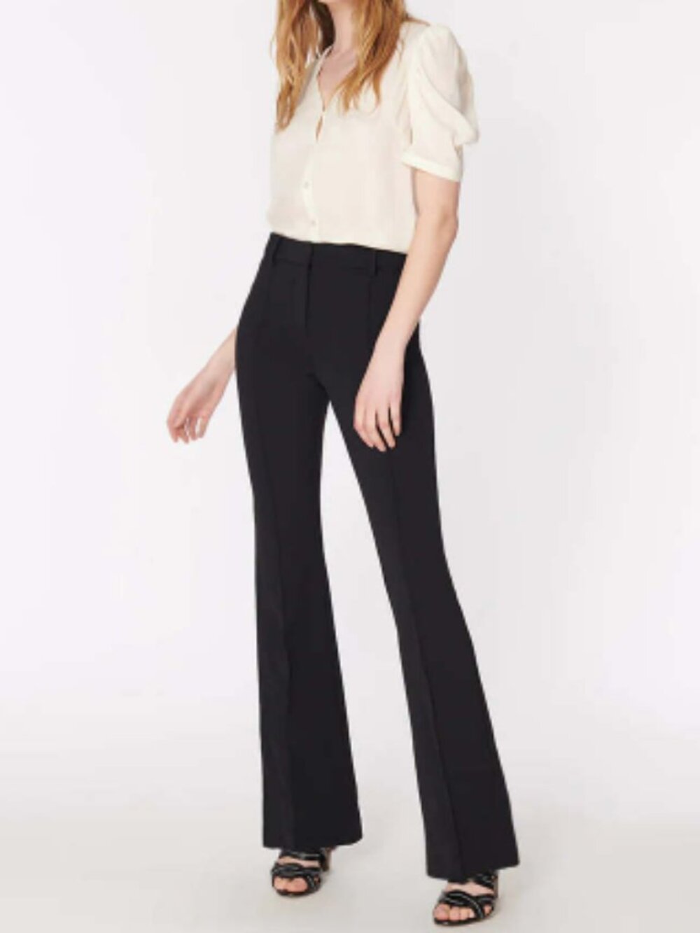 NWT VERONICA BEARD Hibiscus Slim-Flare Pant Black 8